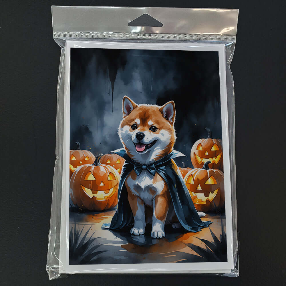 Shiba Inu Puppy Halloween Greeting Cards Pack of 8 Blank Cards with Envelopes Whimsical A7 Size 5x7
