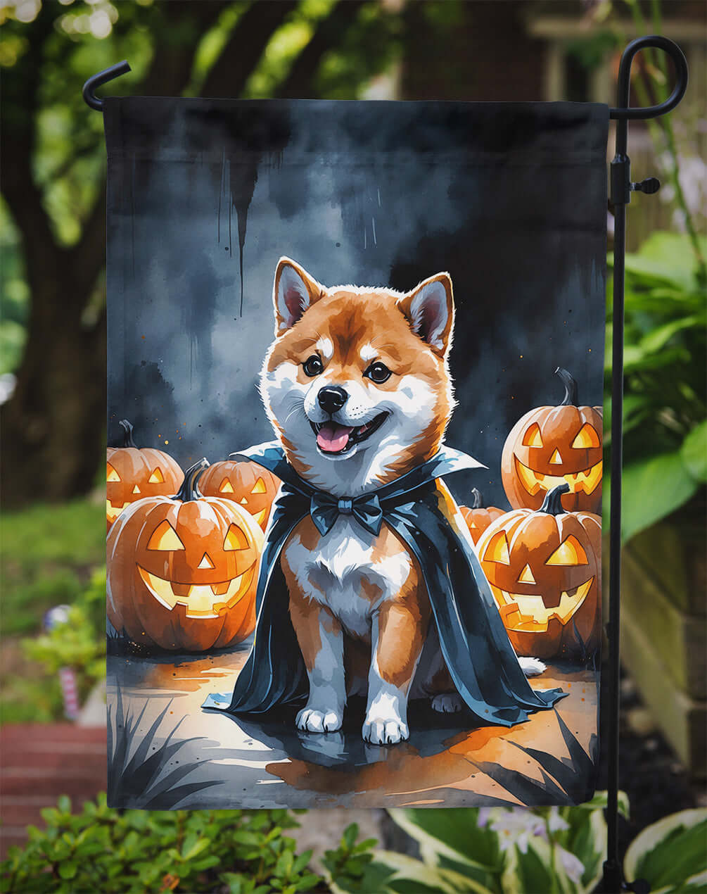 Shiba Inu Puppy Halloween Garden Flag Mailbox Decorative Yard Banner Outside Patio Artwork for Flower Beds, Garden Size, Multicolor