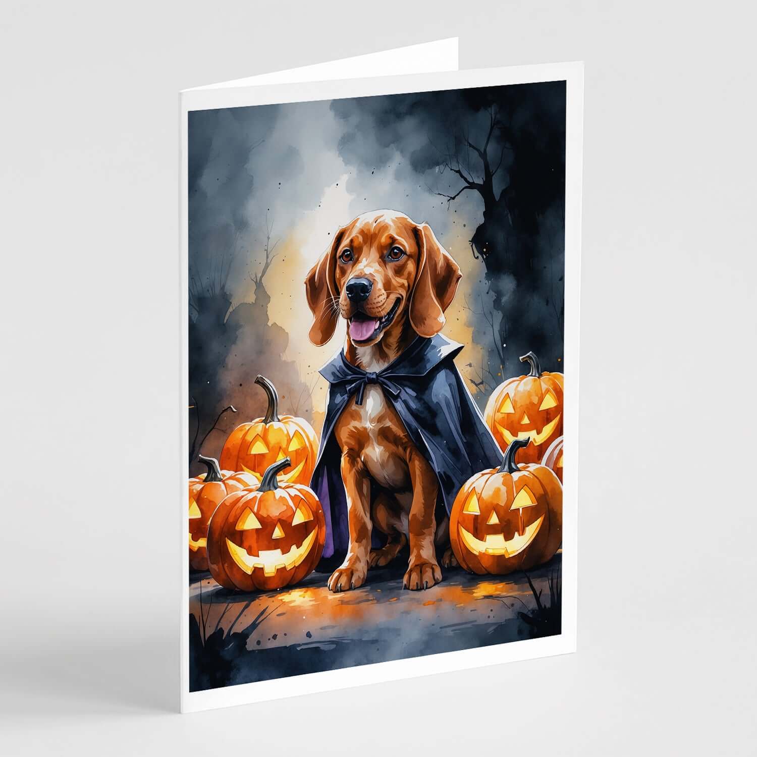 Vizsla Puppy Halloween Greeting Cards Pack of 8 Blank Cards with Envelopes Whimsical A7 Size 5x7