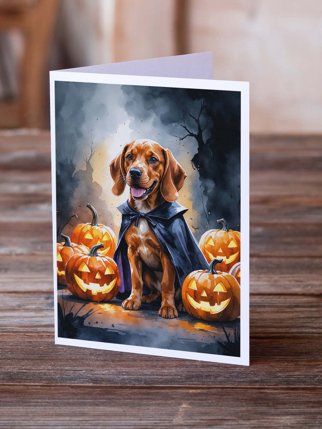 Vizsla Puppy Halloween Greeting Cards Pack of 8 Blank Cards with Envelopes Whimsical A7 Size 5x7