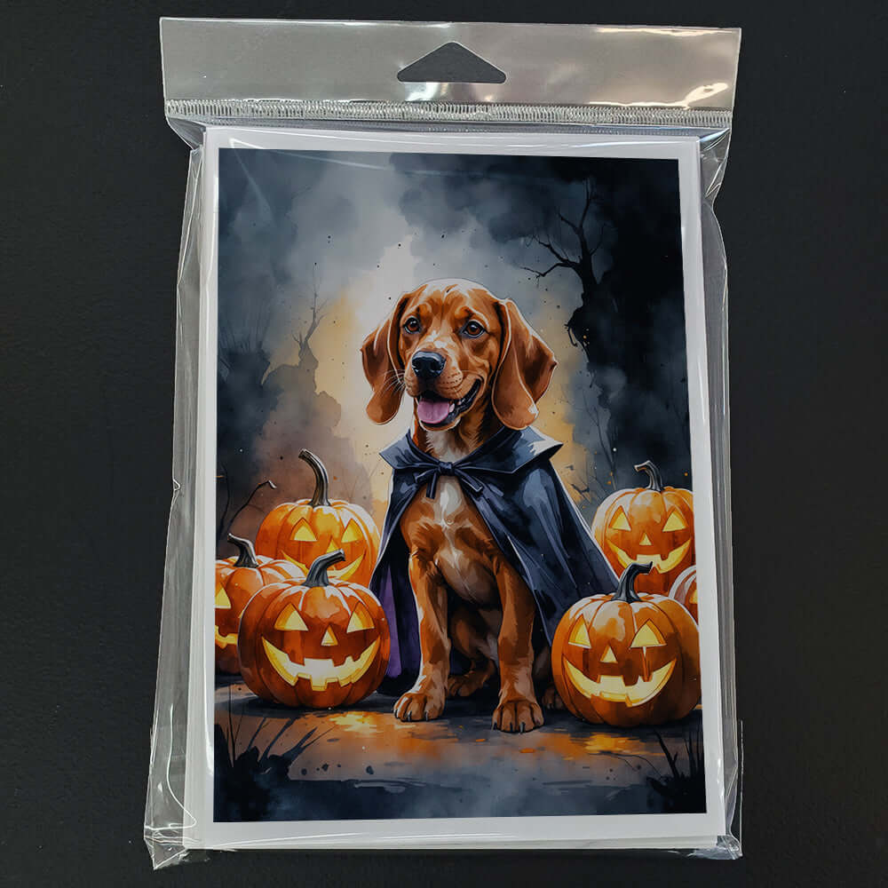 Vizsla Puppy Halloween Greeting Cards Pack of 8 Blank Cards with Envelopes Whimsical A7 Size 5x7