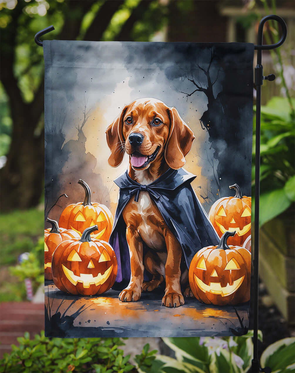 Vizsla Puppy Halloween Garden Flag Mailbox Decorative Yard Banner Outside Patio Artwork for Flower Beds, Garden Size, Multicolor