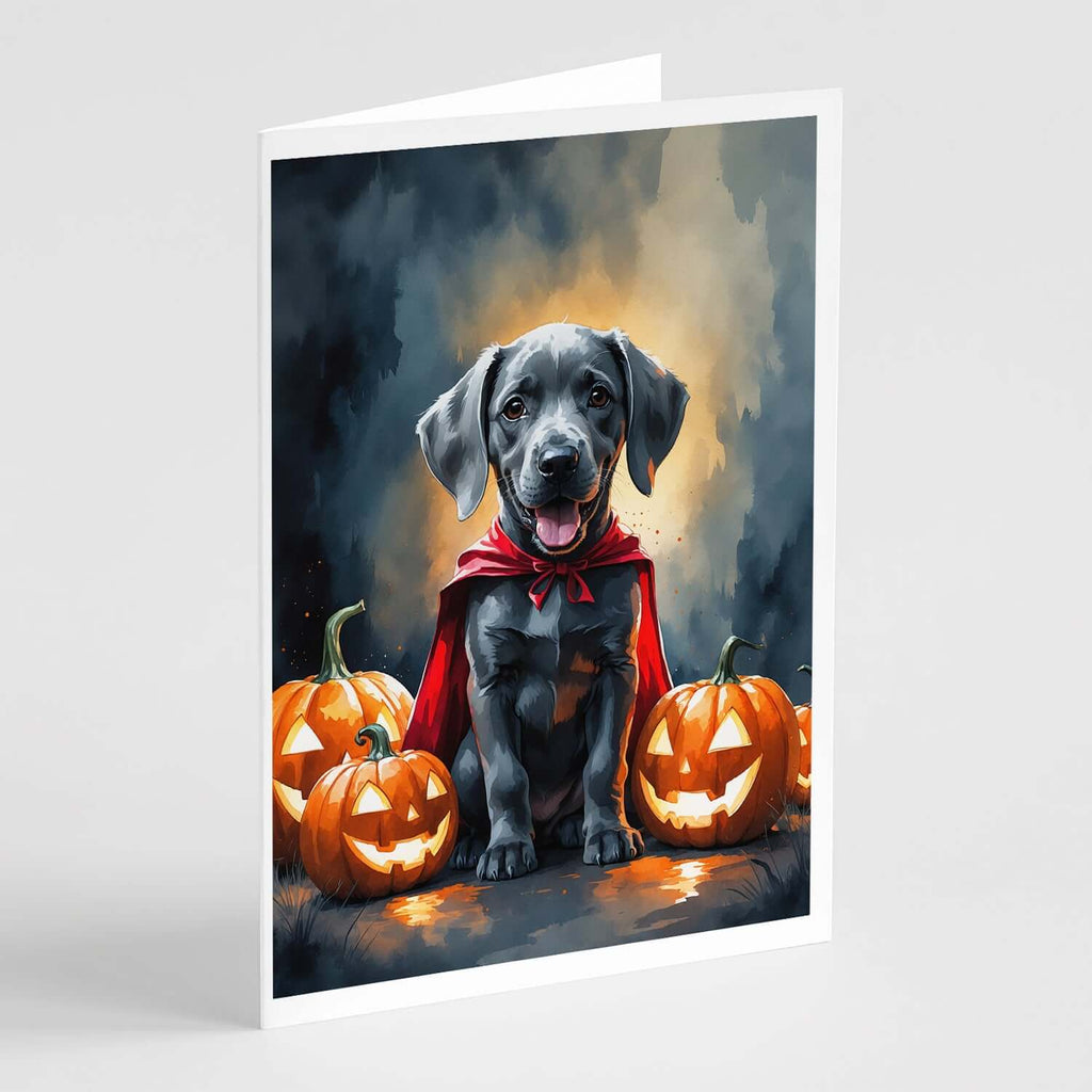 Weimaraner Puppy Halloween Greeting Cards Pack of 8 Blank Cards with Envelopes Whimsical A7 Size 5x7