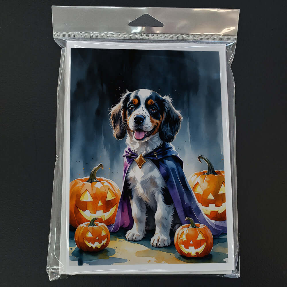 Welsh Springer Spaniel Puppy Halloween Greeting Cards Pack of 8 Blank Cards with Envelopes Whimsical A7 Size 5x7