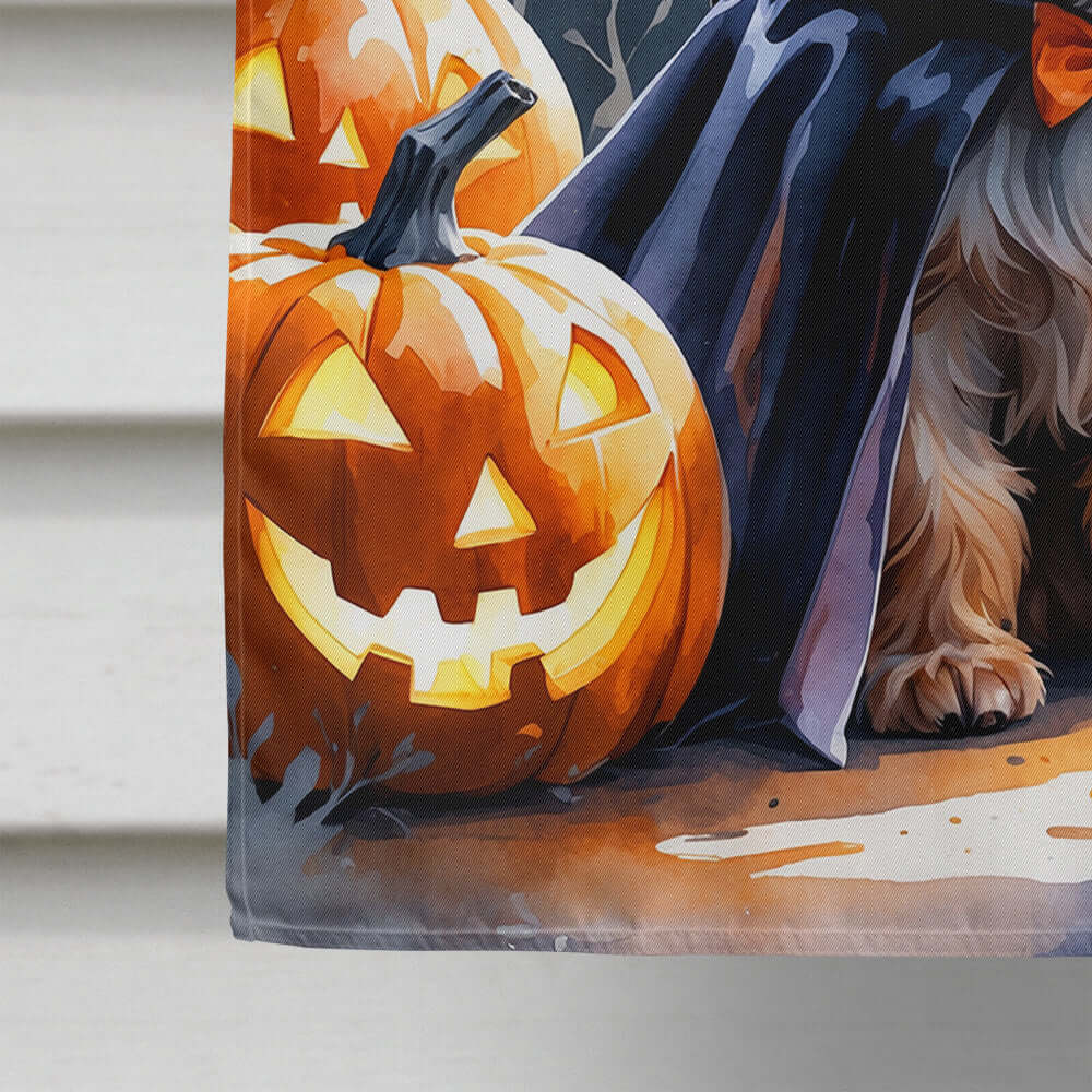 Yorkshire Terrier Puppy Halloween House Flag 28x40 Porch Sleeve Pole Decorative Outside Yard Banner Artwork Wall Hanging, Polyester