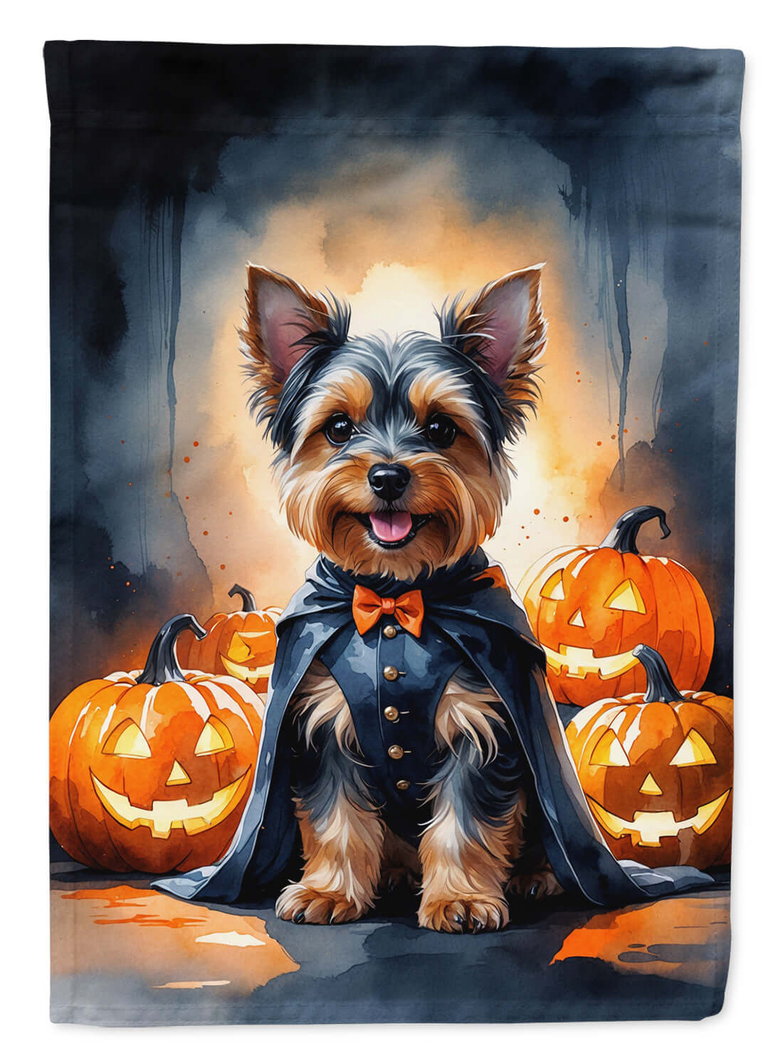 Yorkshire Terrier Yorkie Puppy Halloween House Flag 28x40 Porch Sleeve Pole Decorative Outside Yard Banner Artwork Wall Hanging, Polyester