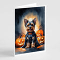 Yorkshire Terrier Yorkie Puppy Halloween Greeting Cards Pack of 8 Blank Cards with Envelopes Whimsical A7 Size 5x7