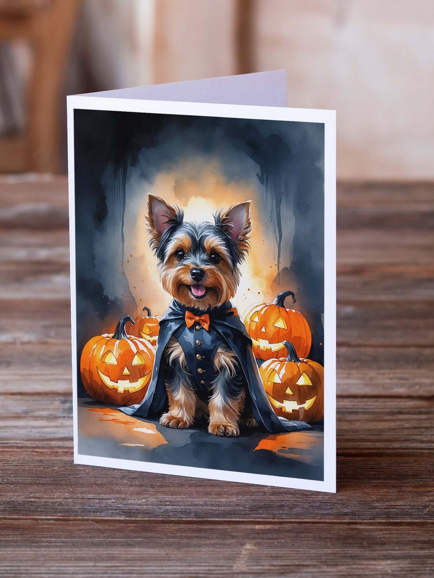 Yorkshire Terrier Yorkie Puppy Halloween Greeting Cards Pack of 8 Blank Cards with Envelopes Whimsical A7 Size 5x7