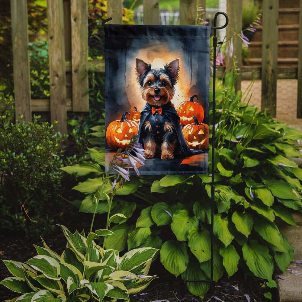 Yorkshire Terrier Yorkie Puppy Halloween Garden Flag Mailbox Decorative Yard Banner Outside Patio Artwork for Flower Beds, Garden Size, Multicolor