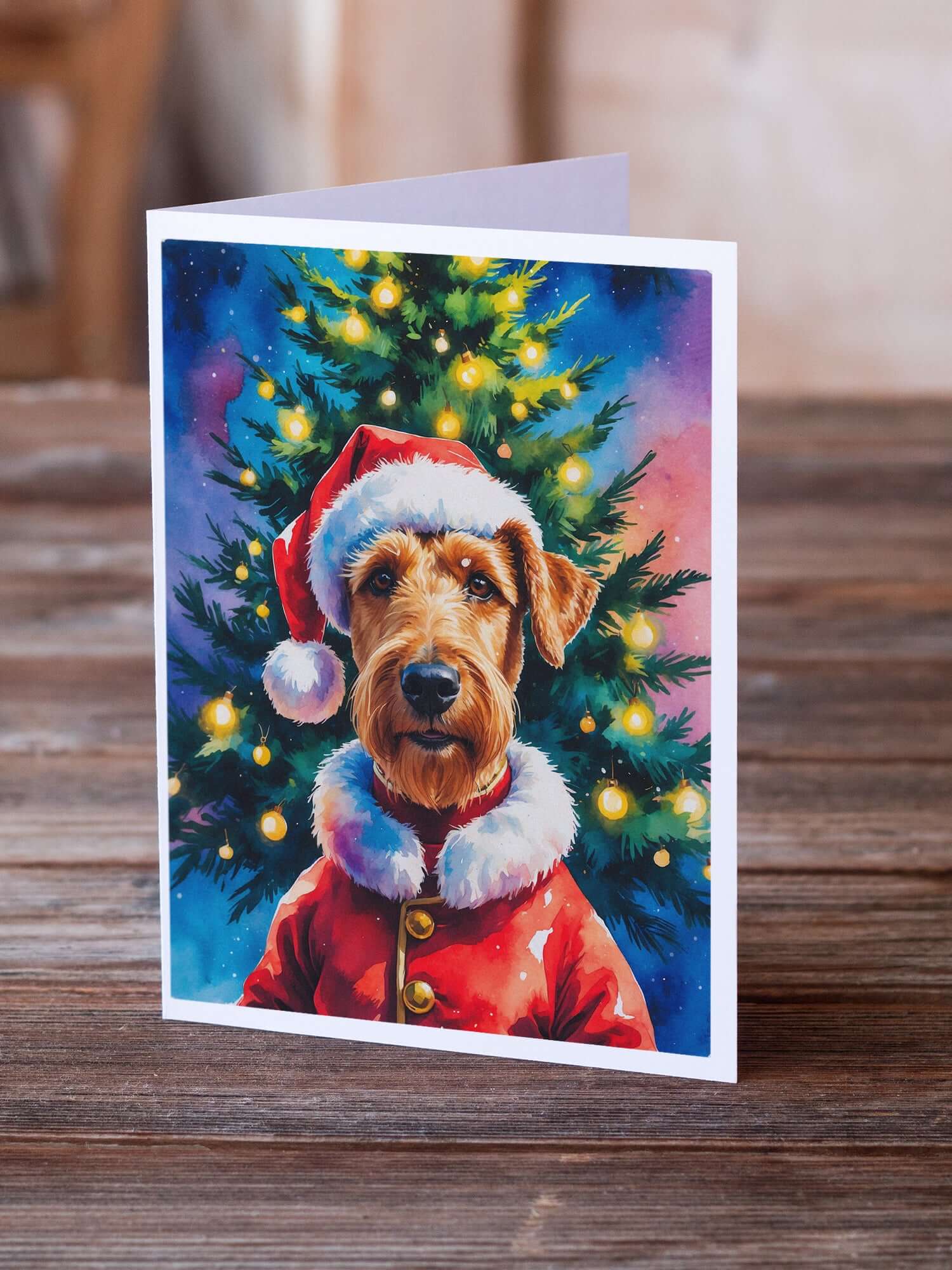 Airedale Terrier Christmas Greeting Cards Pack of 8 Blank Cards with Envelopes Whimsical A7 Size 5x7