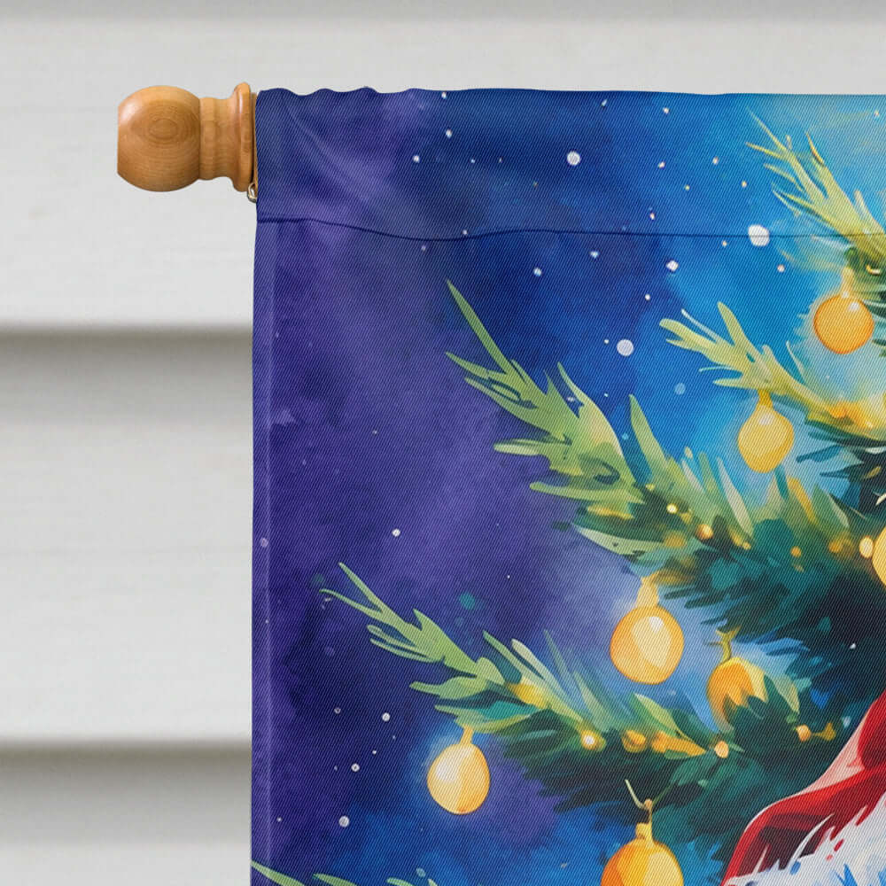 American Eskimo Christmas House Flag 28x40 Porch Sleeve Pole Decorative Outside Yard Banner Artwork Wall Hanging, Polyester
