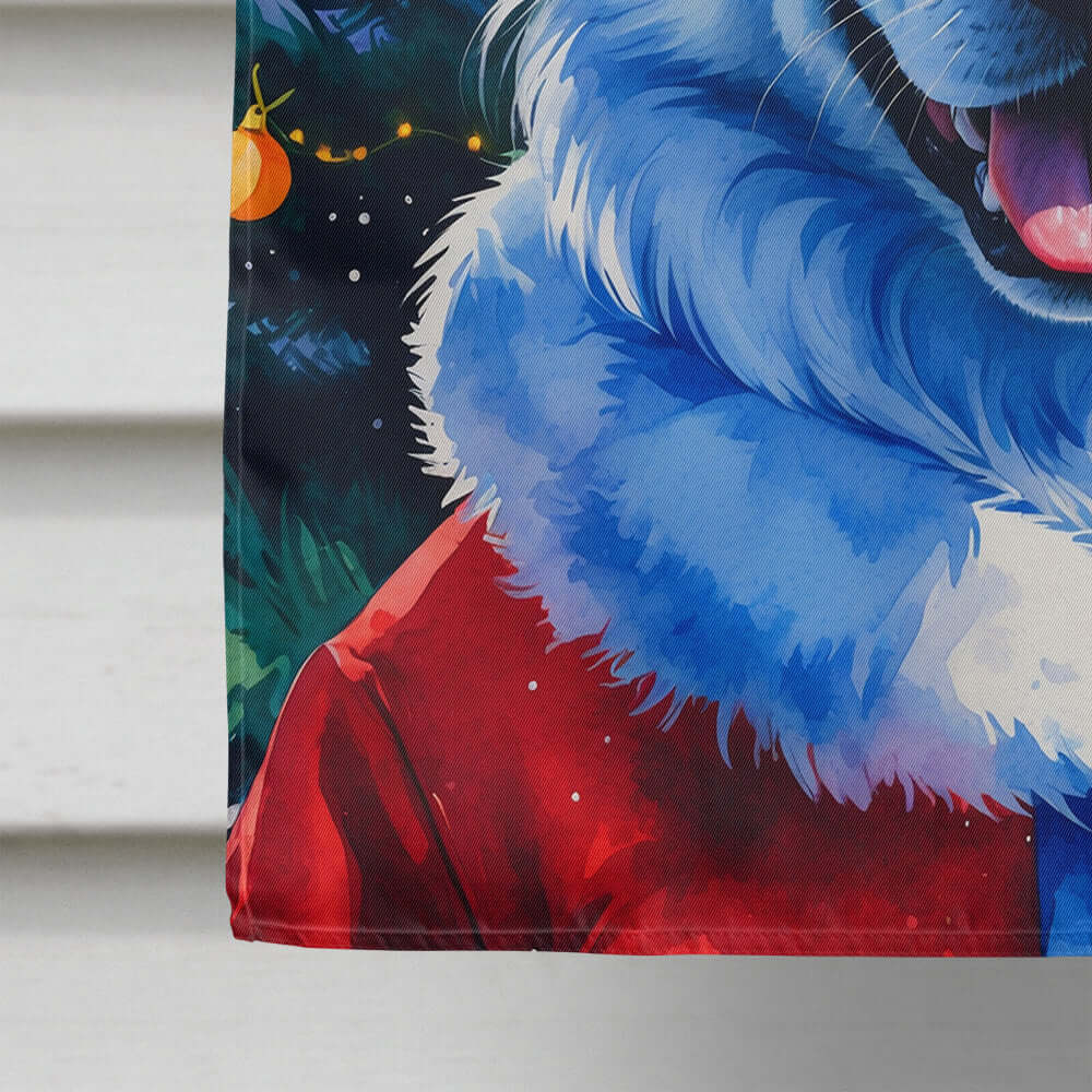 American Eskimo Christmas House Flag 28x40 Porch Sleeve Pole Decorative Outside Yard Banner Artwork Wall Hanging, Polyester
