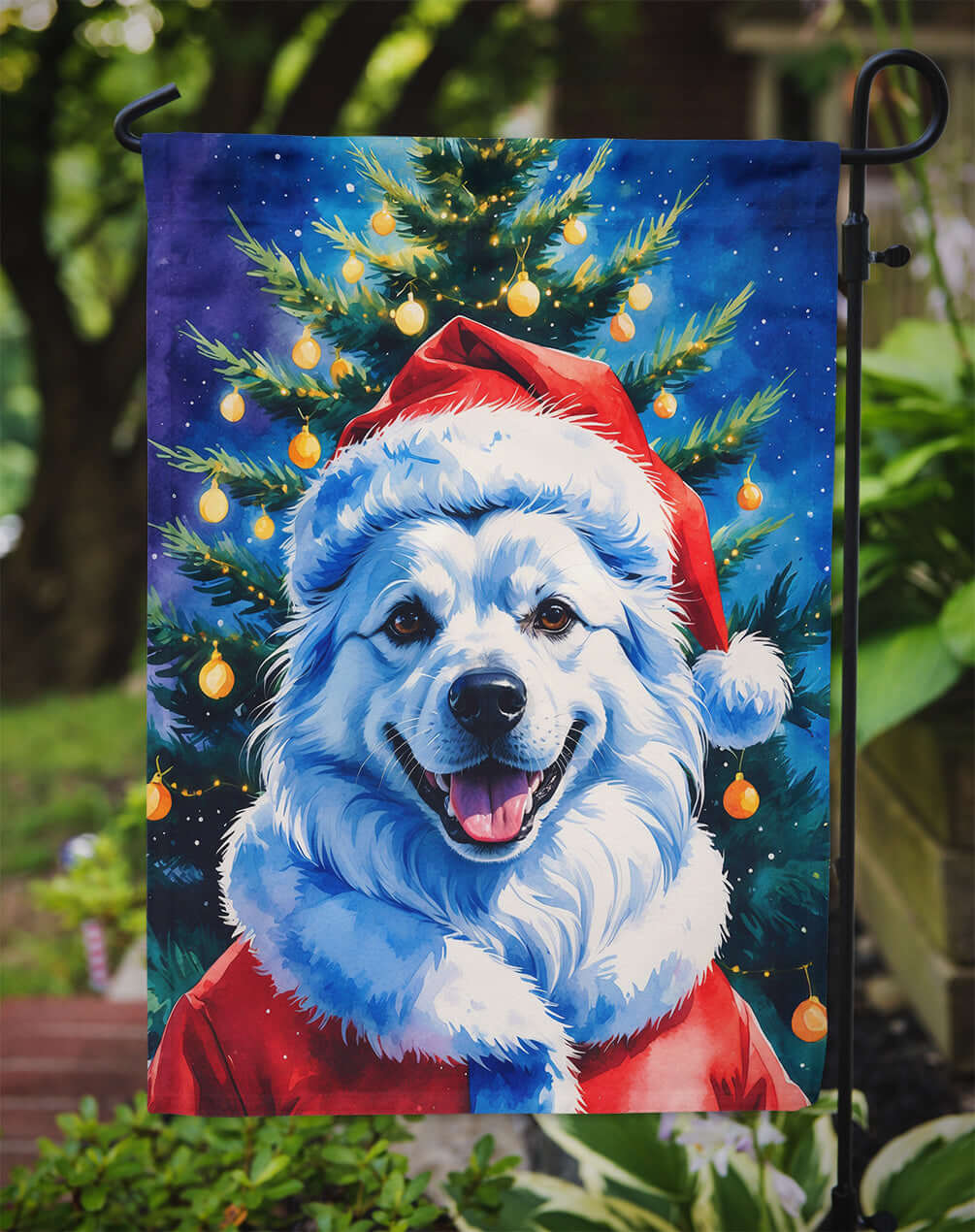 American Eskimo Christmas Garden Flag Mailbox Decorative Yard Banner Outside Patio Artwork for Flower Beds, Garden Size, Multicolor
