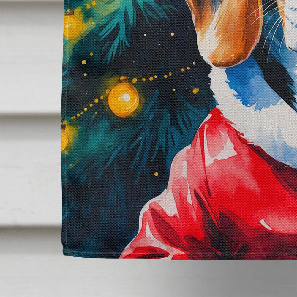 Beagle Christmas House Flag 28x40 Porch Sleeve Pole Decorative Outside Yard Banner Artwork Wall Hanging, Polyester