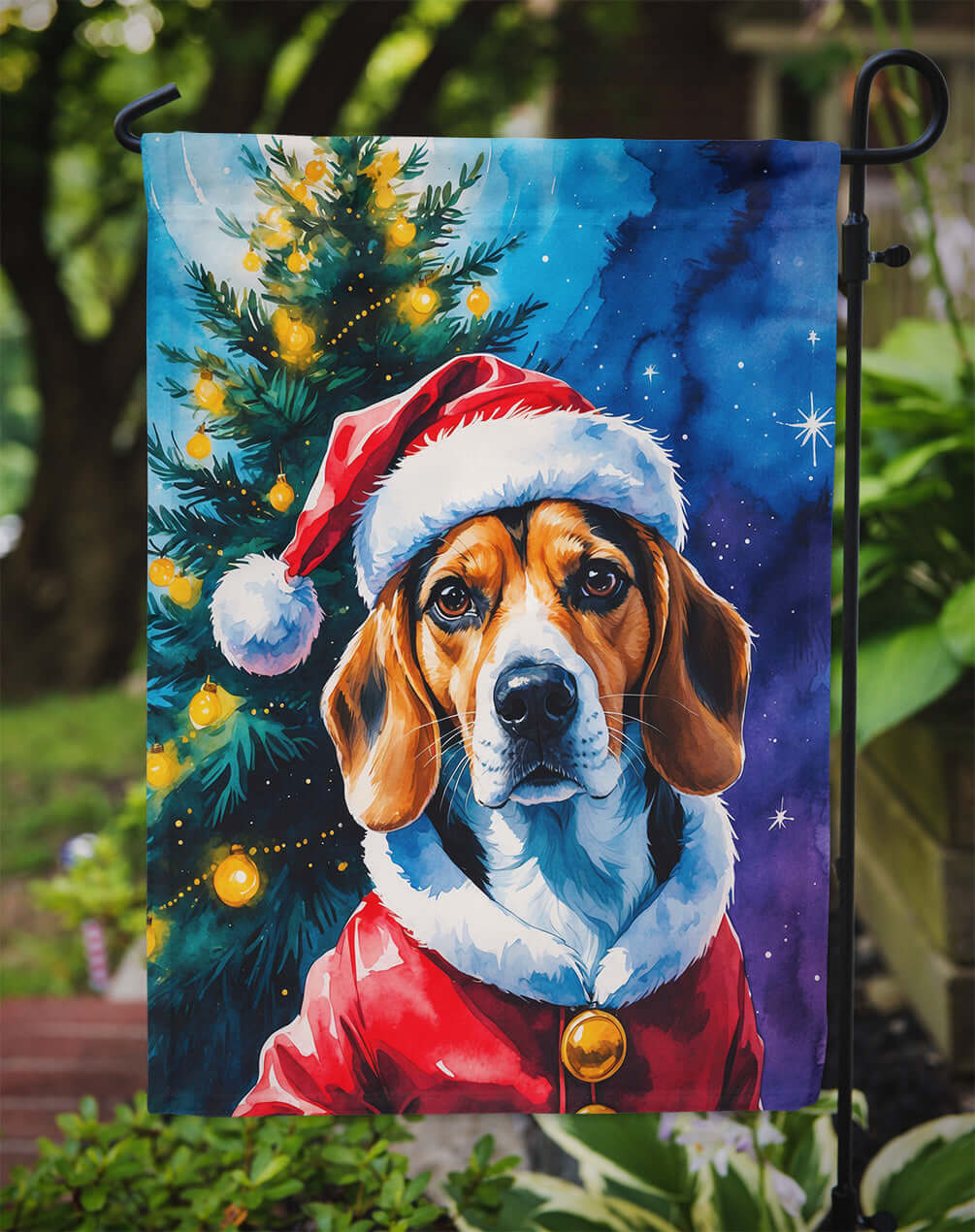 Beagle Christmas Garden Flag Mailbox Decorative Yard Banner Outside Patio Artwork for Flower Beds, Garden Size, Multicolor