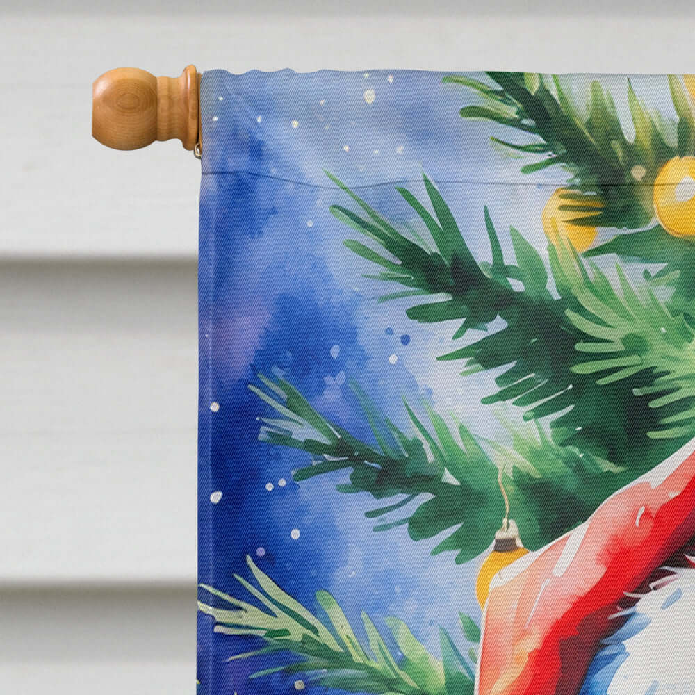 Bernedoodle Christmas House Flag 28x40 Porch Sleeve Pole Decorative Outside Yard Banner Artwork Wall Hanging, Polyester