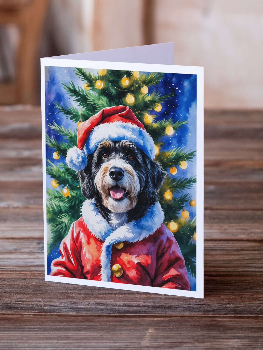 Bernedoodle Christmas Greeting Cards Pack of 8 Blank Cards with Envelopes Whimsical A7 Size 5x7