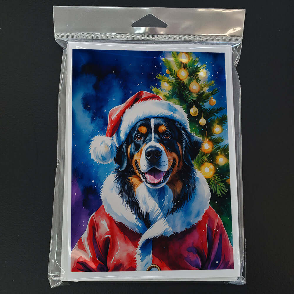 Bernese Mountain Dog Christmas Greeting Cards Pack of 8 Blank Cards with Envelopes Whimsical A7 Size 5x7