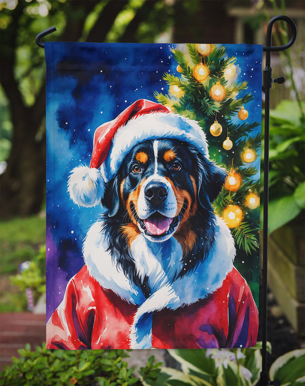 Bernese Mountain Dog Christmas Garden Flag Mailbox Decorative Yard Banner Outside Patio Artwork for Flower Beds, Garden Size, Multicolor