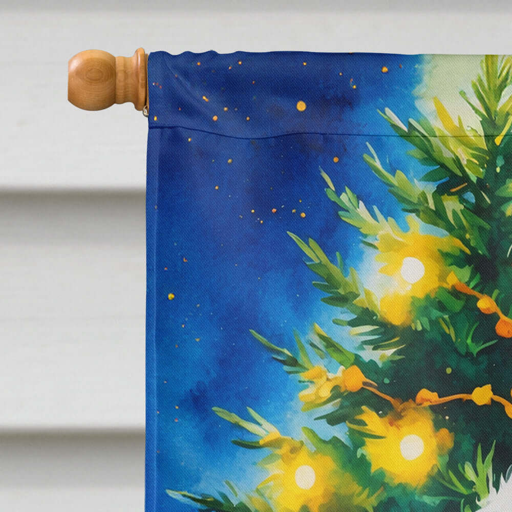 Border Collie Christmas House Flag 28x40 Porch Sleeve Pole Decorative Outside Yard Banner Artwork Wall Hanging, Polyester