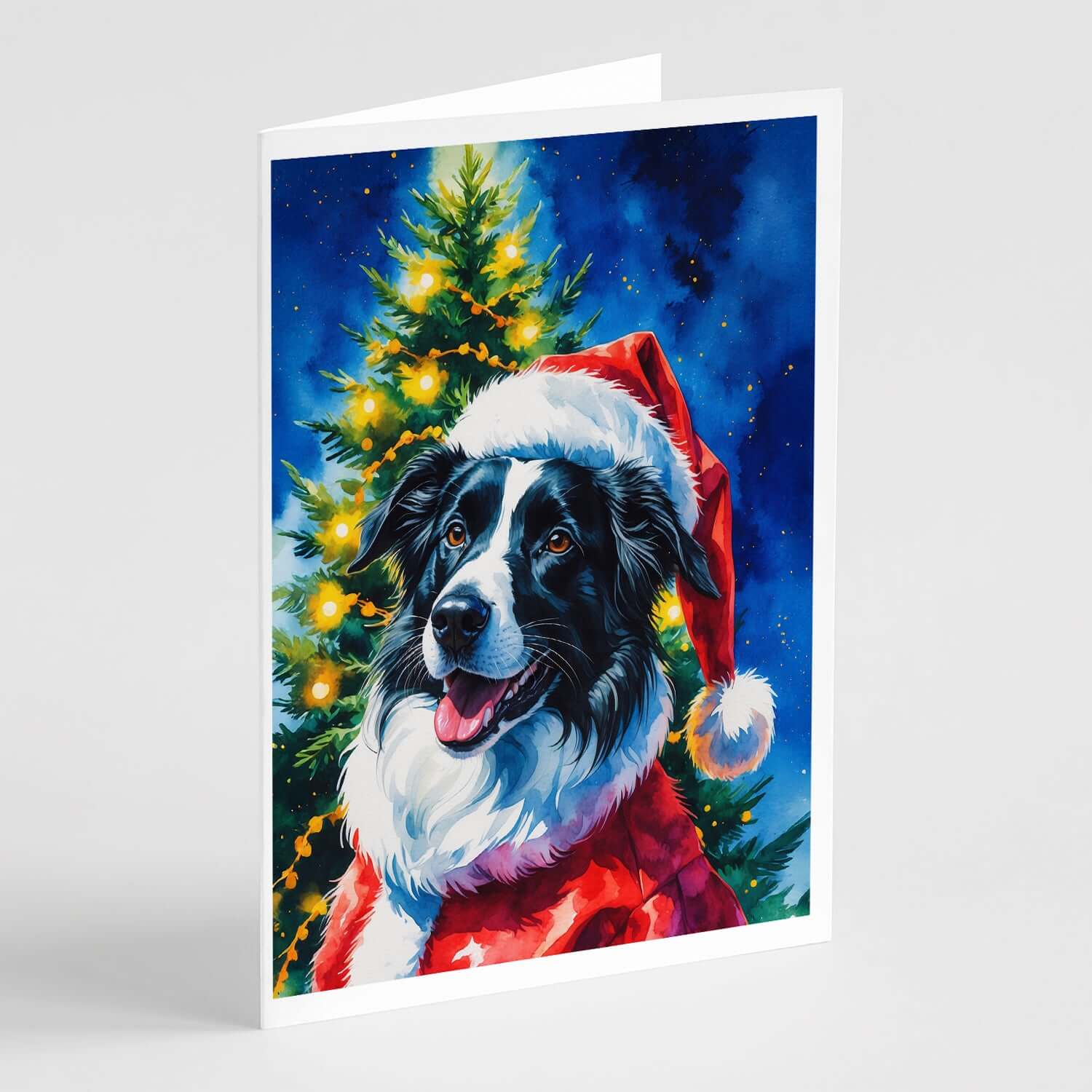Border Collie Christmas Greeting Cards Pack of 8 Blank Cards with Envelopes Whimsical A7 Size 5x7