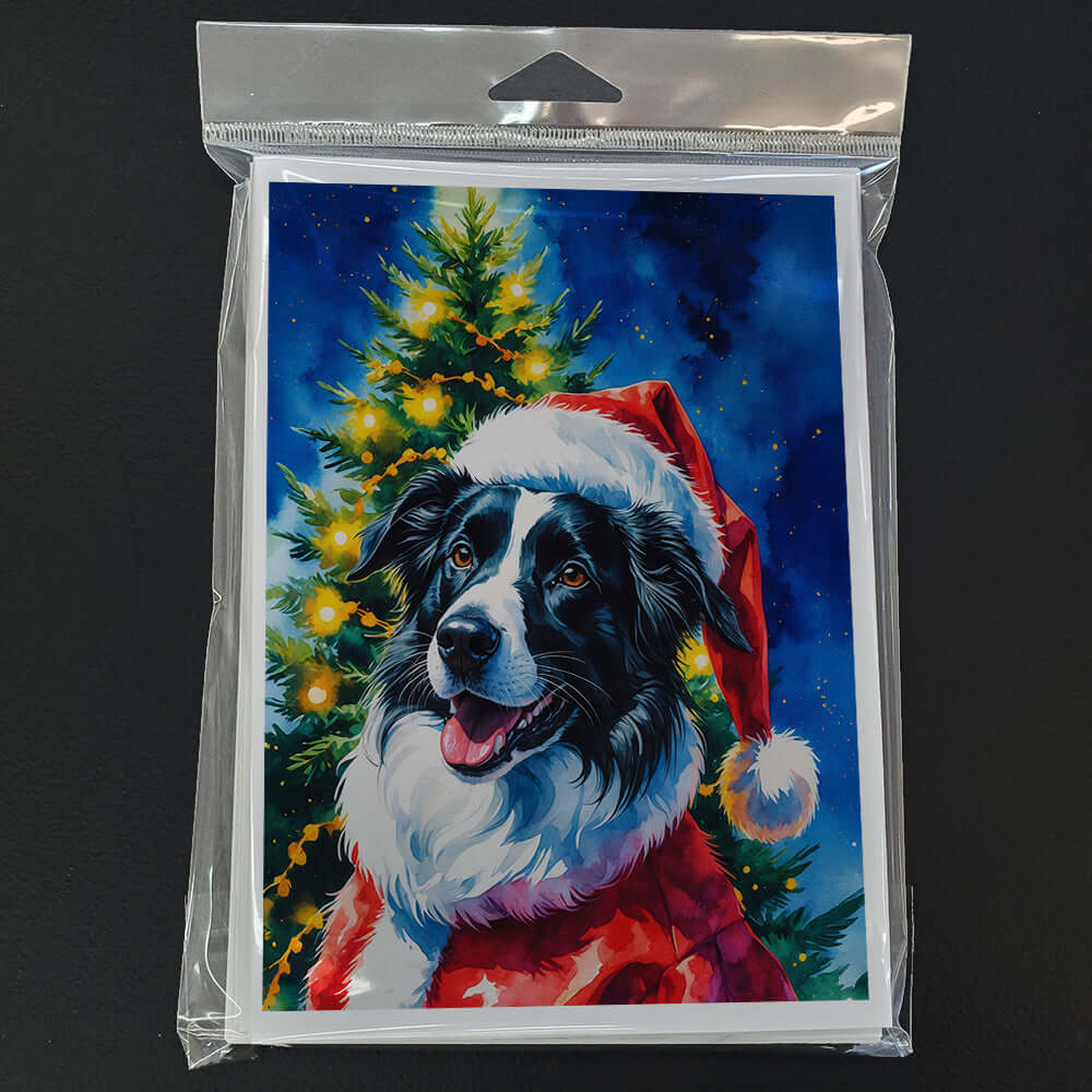 Border Collie Christmas Greeting Cards Pack of 8 Blank Cards with Envelopes Whimsical A7 Size 5x7