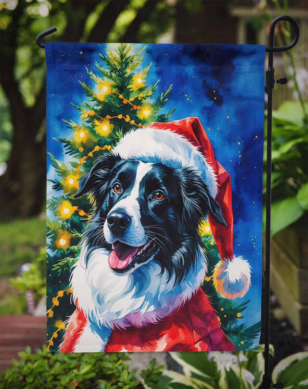 Border Collie Christmas Garden Flag Mailbox Decorative Yard Banner Outside Patio Artwork for Flower Beds, Garden Size, Multicolor