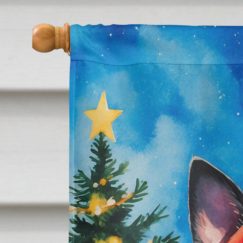 Boston Terrier Christmas House Flag 28x40 Porch Sleeve Pole Decorative Outside Yard Banner Artwork Wall Hanging, Polyester