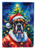 Boxer Christmas House Flag 28x40 Porch Sleeve Pole Decorative Outside Yard Banner Artwork Wall Hanging, Polyester