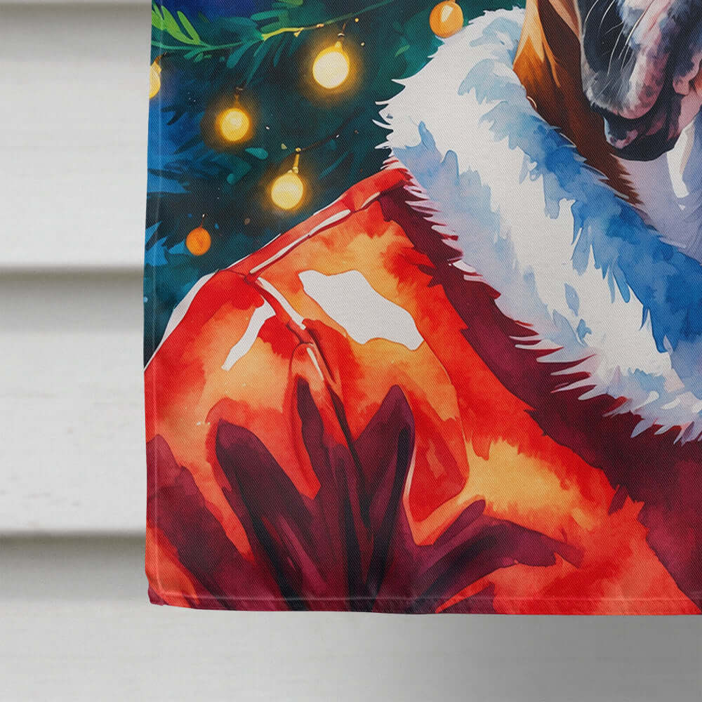 Boxer Christmas House Flag 28x40 Porch Sleeve Pole Decorative Outside Yard Banner Artwork Wall Hanging, Polyester