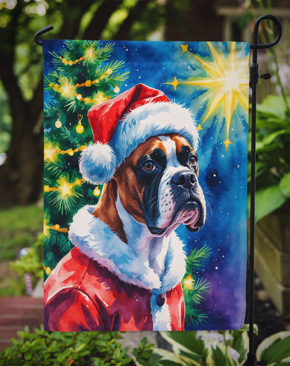 Boxer Christmas Garden Flag Mailbox Decorative Yard Banner Outside Patio Artwork for Flower Beds, Garden Size, Multicolor