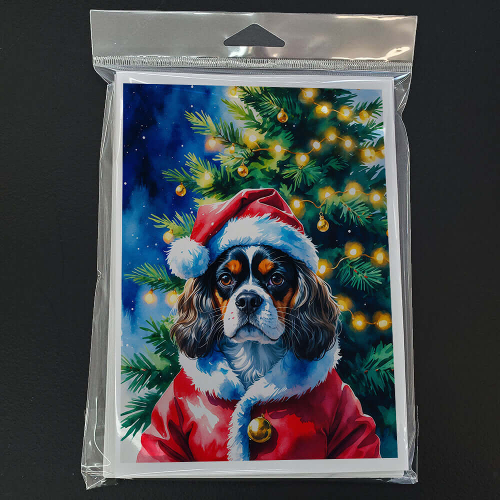 Tricolor Cavalier Spaniel Christmas Greeting Cards Pack of 8 Blank Cards with Envelopes Whimsical A7 Size 5x7