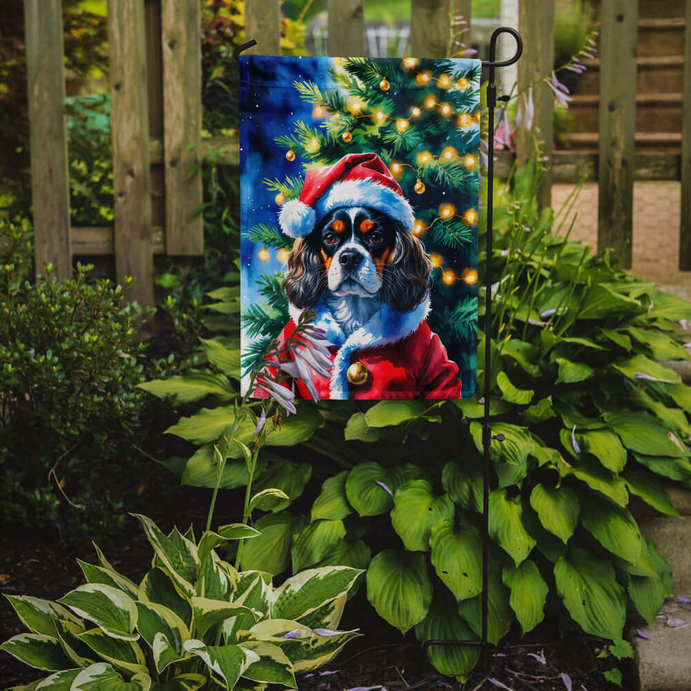 Tricolor Cavalier Spaniel Christmas Garden Flag Mailbox Decorative Yard Banner Outside Patio Artwork for Flower Beds, Garden Size, Multicolor