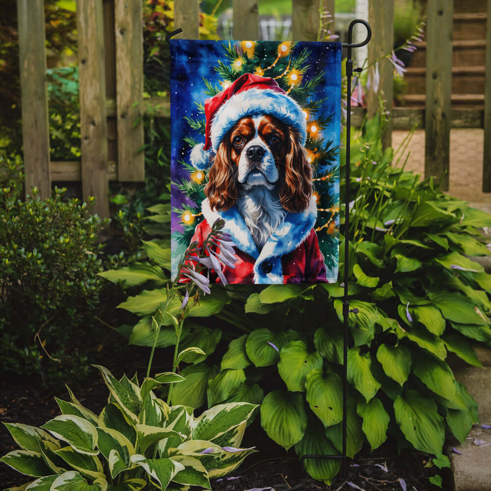 Cavalier Spaniel Christmas Garden Flag Mailbox Decorative Yard Banner Outside Patio Artwork for Flower Beds, Garden Size, Multicolor
