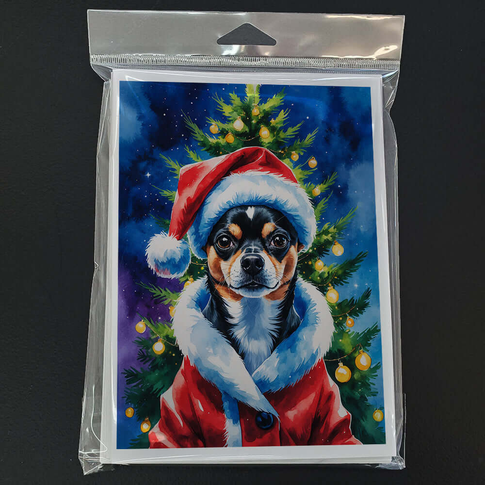 Black and Tan Chihuahua Christmas Greeting Cards Pack of 8 Blank Cards with Envelopes Whimsical A7 Size 5x7