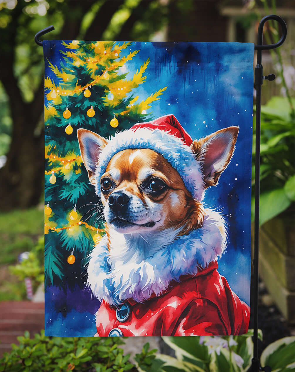 Chihuahua Christmas Garden Flag Mailbox Decorative Yard Banner Outside Patio Artwork for Flower Beds, Garden Size, Multicolor