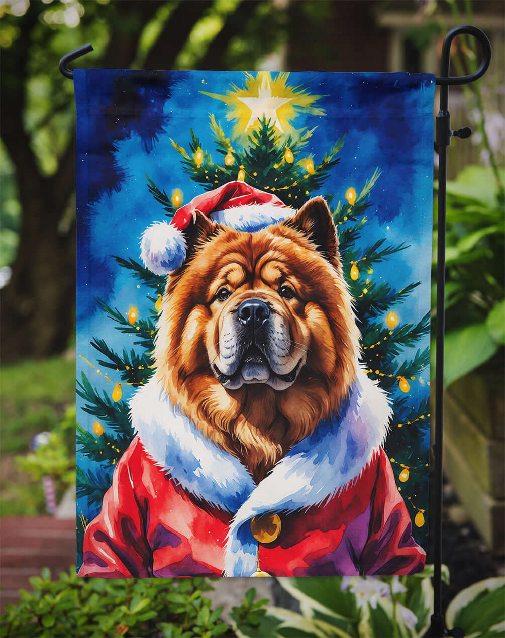 Chow Chow Christmas Garden Flag Mailbox Decorative Yard Banner Outside Patio Artwork for Flower Beds, Garden Size, Multicolor