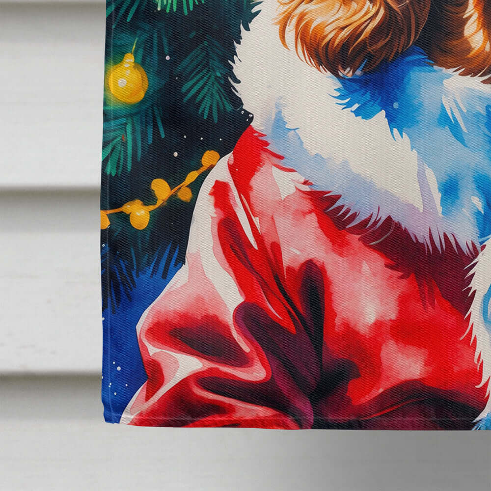 Cocker Spaniel Christmas House Flag 28x40 Porch Sleeve Pole Decorative Outside Yard Banner Artwork Wall Hanging, Polyester