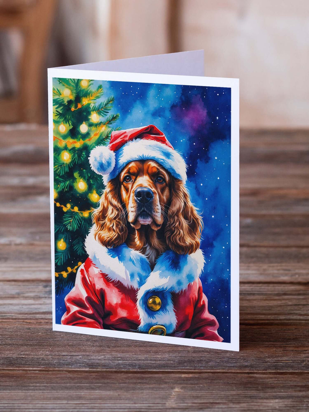 Cocker Spaniel Christmas Greeting Cards Pack of 8 Blank Cards with Envelopes Whimsical A7 Size 5x7