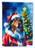 Collie Christmas House Flag 28x40 Porch Sleeve Pole Decorative Outside Yard Banner Artwork Wall Hanging, Polyester