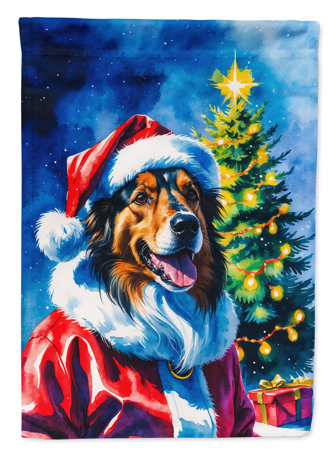 Collie Christmas Garden Flag Mailbox Decorative Yard Banner Outside Patio Artwork for Flower Beds, Garden Size, Multicolor