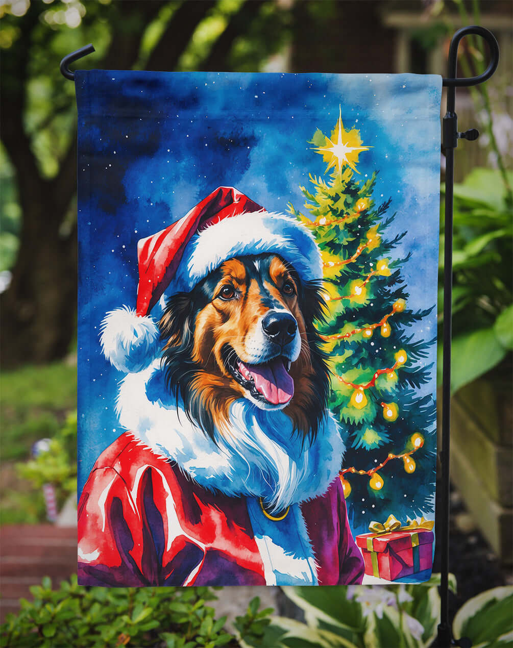 Collie Christmas Garden Flag Mailbox Decorative Yard Banner Outside Patio Artwork for Flower Beds, Garden Size, Multicolor