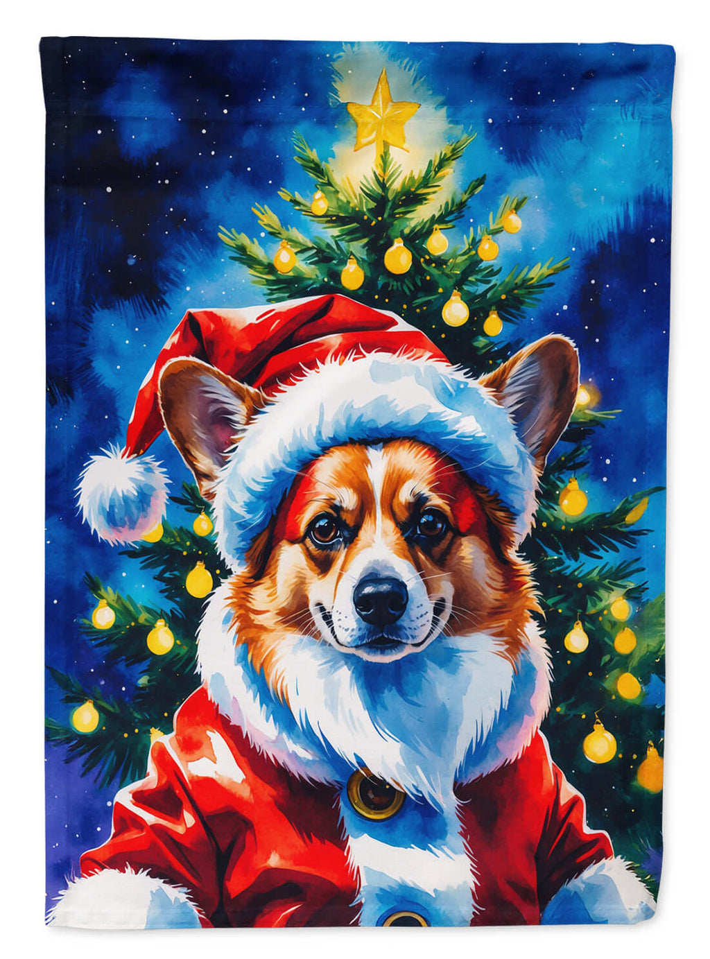 Corgi Christmas House Flag 28x40 Porch Sleeve Pole Decorative Outside Yard Banner Artwork Wall Hanging, Polyester