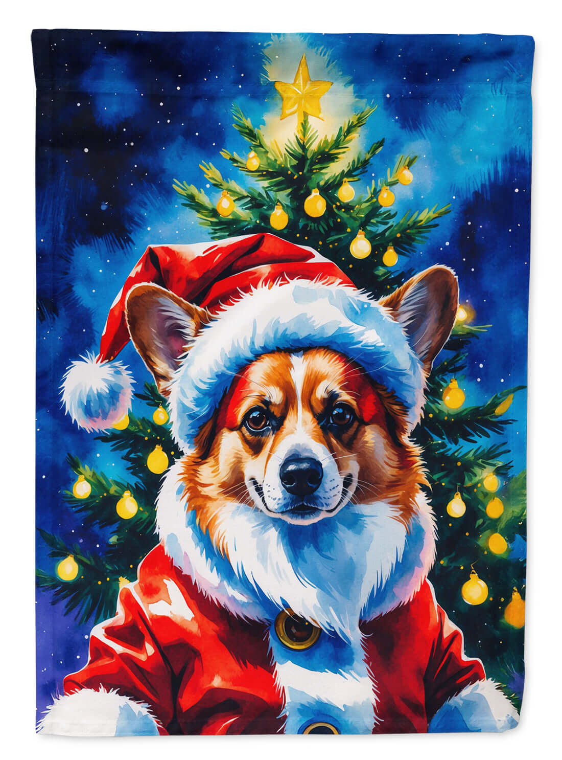 Corgi Christmas House Flag 28x40 Porch Sleeve Pole Decorative Outside Yard Banner Artwork Wall Hanging, Polyester