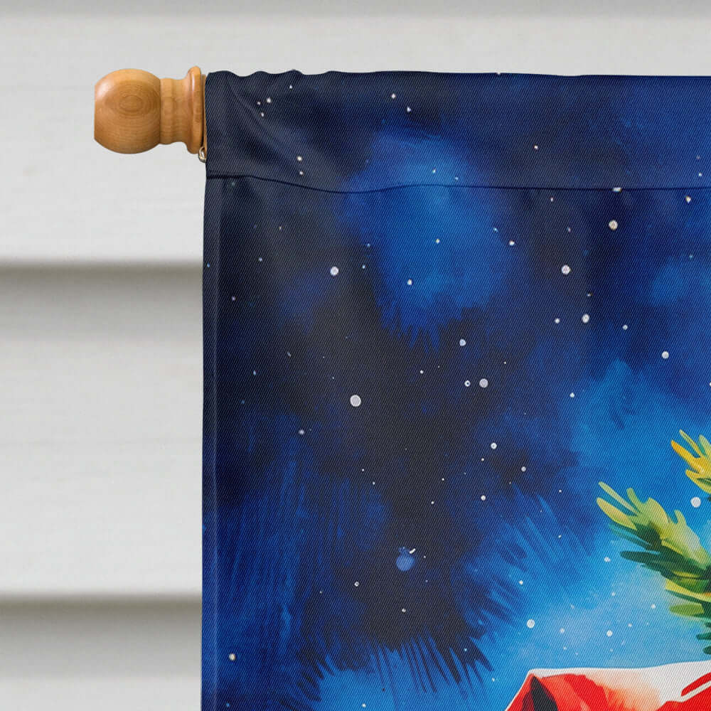 Corgi Christmas House Flag 28x40 Porch Sleeve Pole Decorative Outside Yard Banner Artwork Wall Hanging, Polyester