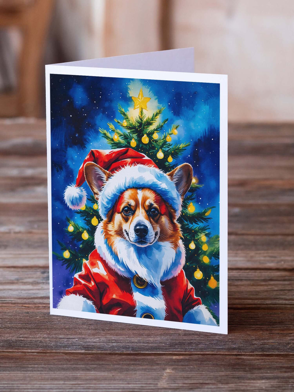 Corgi Christmas Greeting Cards Pack of 8 Blank Cards with Envelopes Whimsical A7 Size 5x7