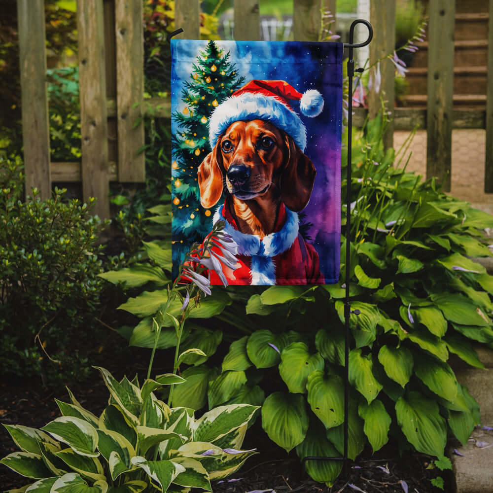 Red Dachshund Christmas Garden Flag Mailbox Decorative Yard Banner Outside Patio Artwork for Flower Beds, Garden Size, Multicolor