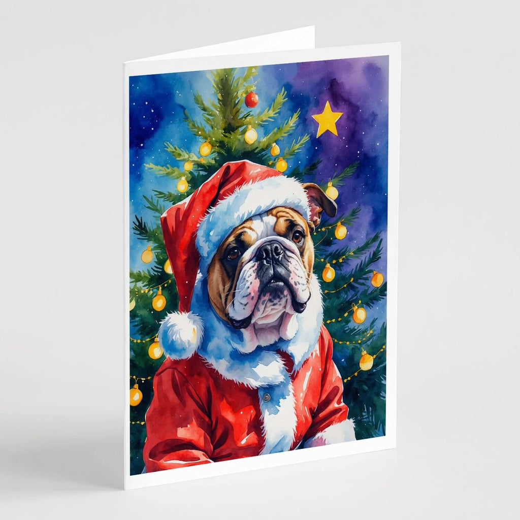 English Bulldog Christmas Greeting Cards Pack of 8 Blank Cards with Envelopes Whimsical A7 Size 5x7