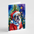 English Bulldog Christmas Greeting Cards Pack of 8 Blank Cards with Envelopes Whimsical A7 Size 5x7