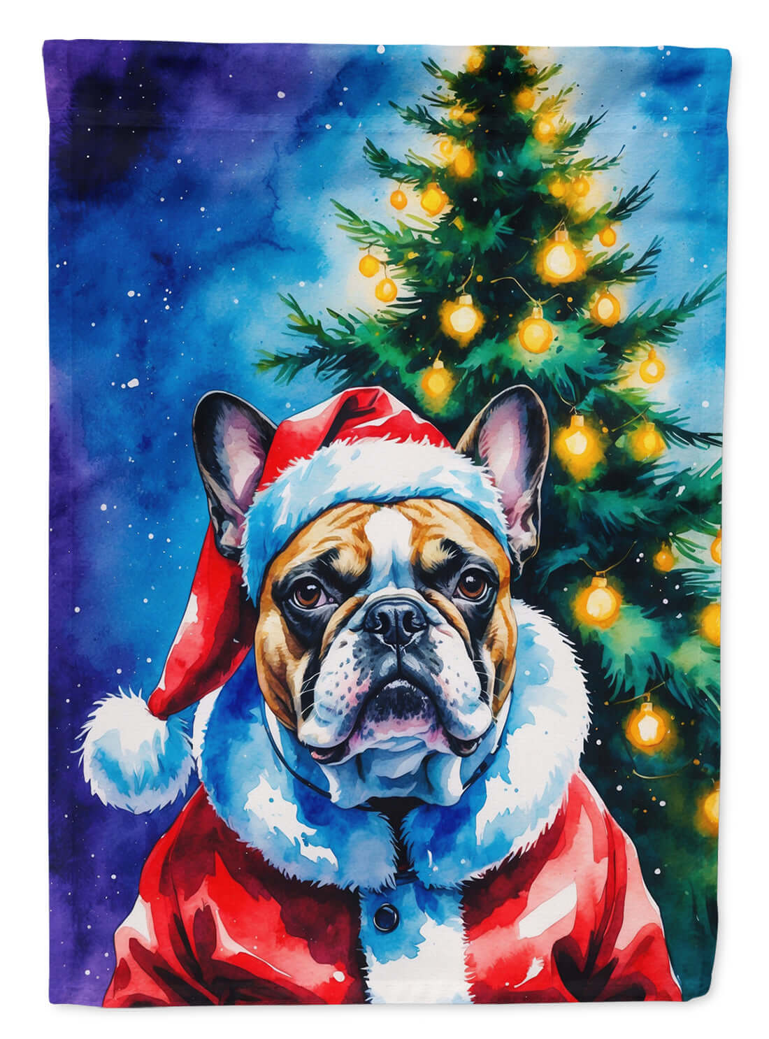 French Bulldog Christmas House Flag 28x40 Porch Sleeve Pole Decorative Outside Yard Banner Artwork Wall Hanging, Polyester